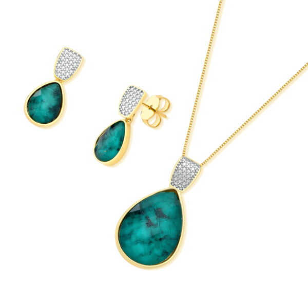 Conjunto Banhado a Ouro E Ródio Branco